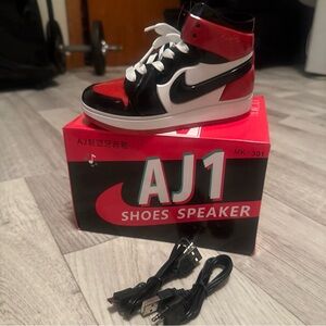 Jordan AJ1 Red Black White Shoes Speaker